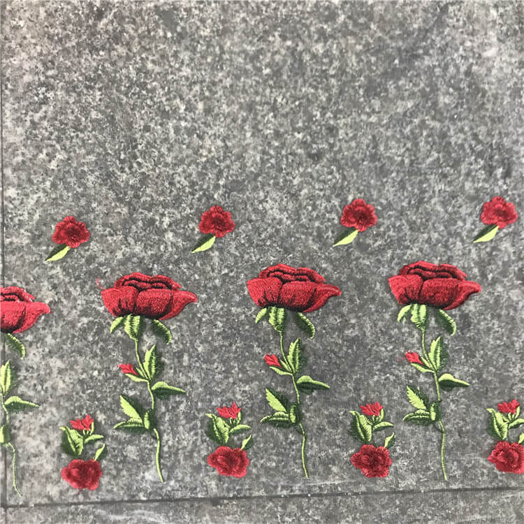 Rose Double Edge Placement Polyester Embroidered Fabric for Women's We 3